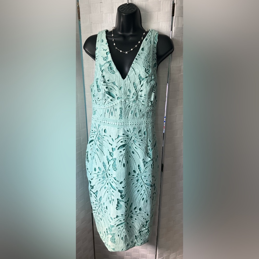 NWT $168 Anthropologie Maeve Size 14 Aqua Lace Dress $118
